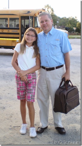Dad and Edie Grace 1st day of school 4th grade